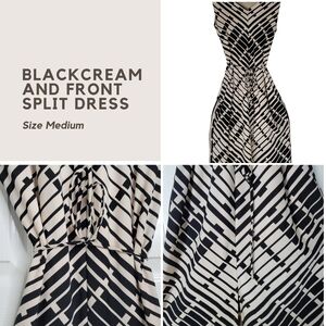 Elegant Black and Cream Split Dress
